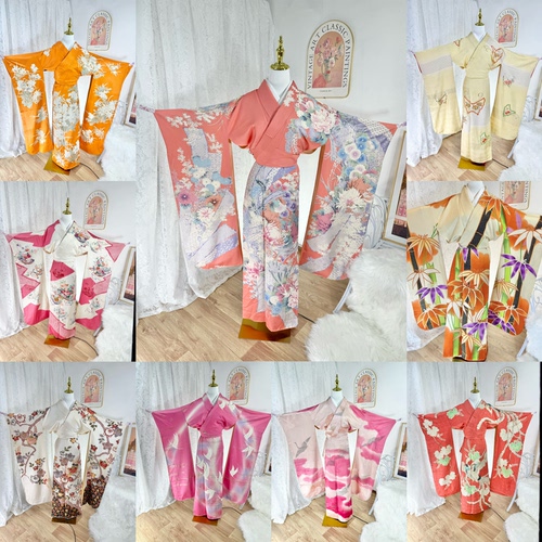 捡漏200元以下日本进口珍藏正统正绢正宗和服中古振袖微瑕疵特价