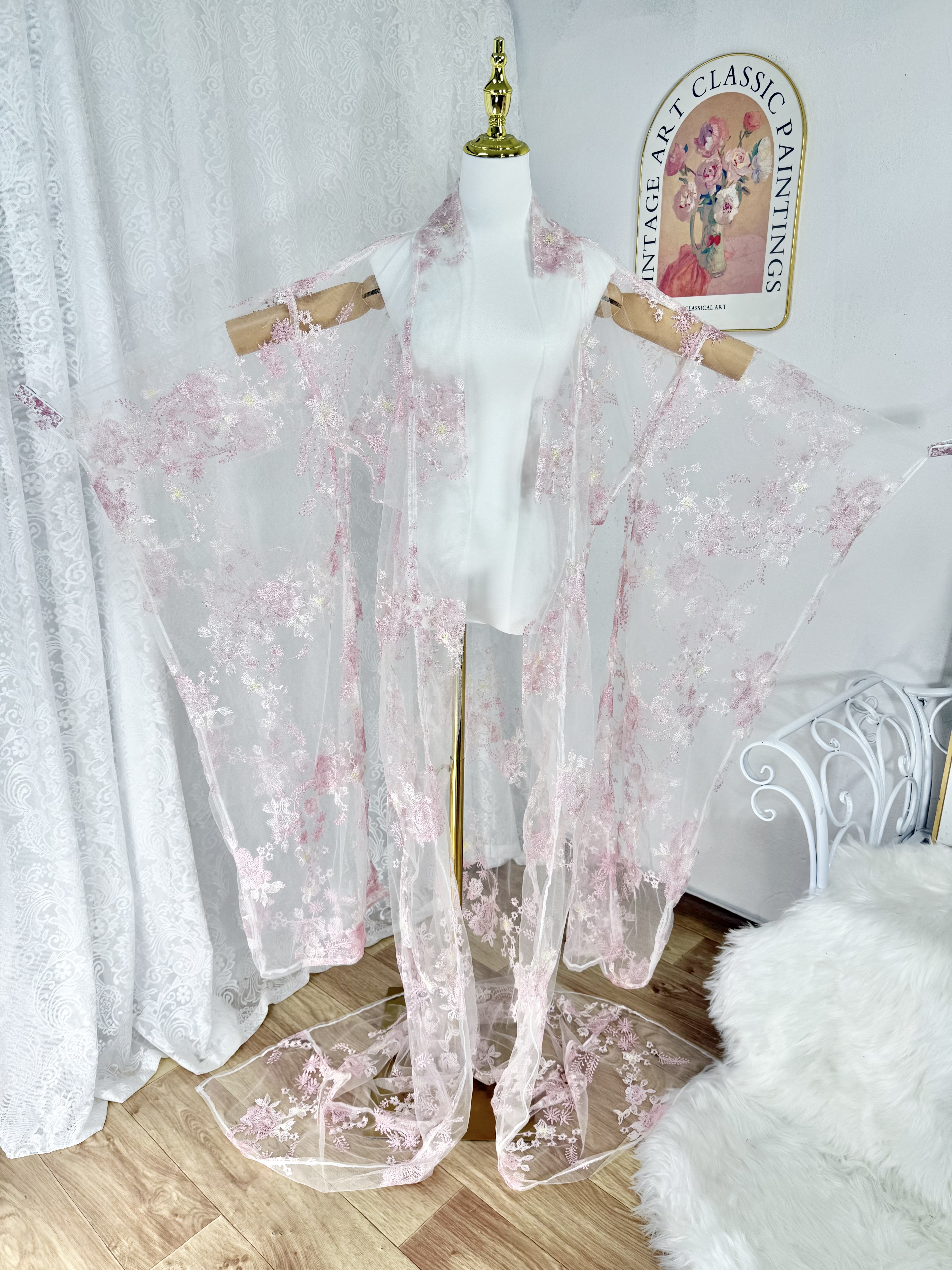 日本和服专用正统时尚蕾丝色打褂拖地长款外套女装