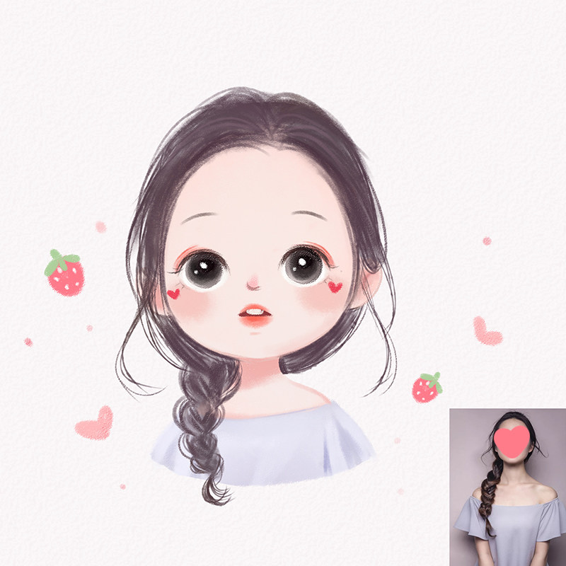 小糖果手绘二次元真人照片q版漫画制作卡通头像logo转手绘设计图