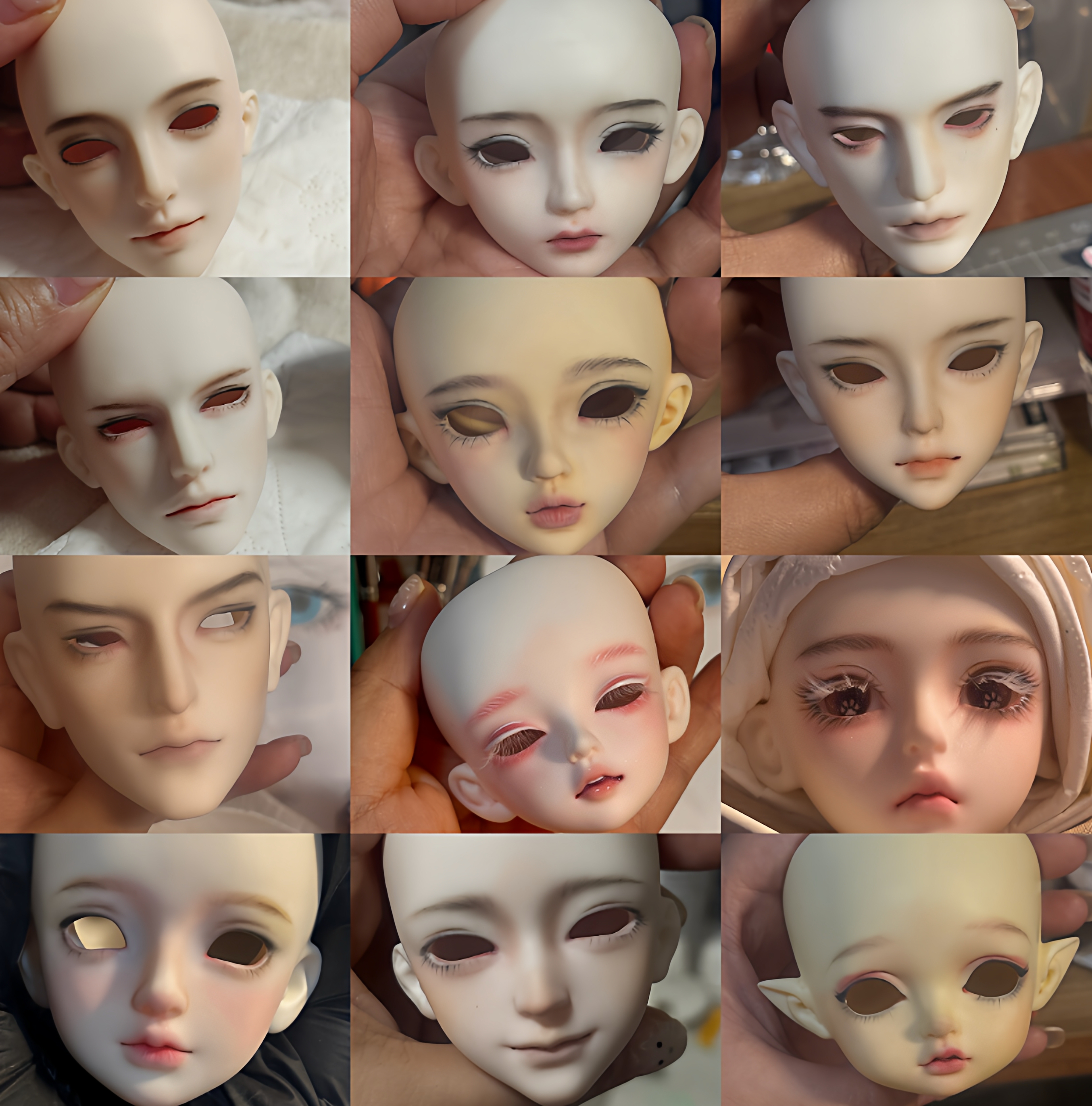 bjd全尺寸娃头3D打印娃娃头无妆素头接妆6分3分4分12分联系拍