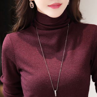 线衫 高领针织长袖 毛衣中老年妈妈洋气打底衫 老人针织衫 t恤女大码