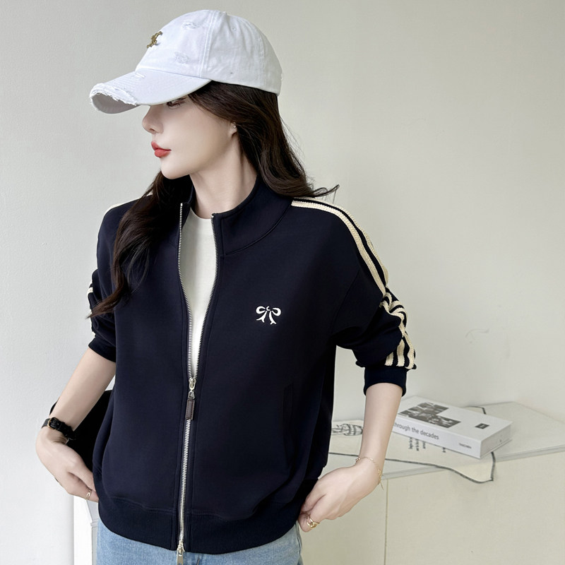 2025新款拉链开衫印花纯棉长袖卫衣大码宽松加肥遮肚子胖mm外套