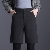 通勤风高腰直筒五分裤 5XL 显瘦百搭女士中裤 女秋冬毛呢西装 短裤