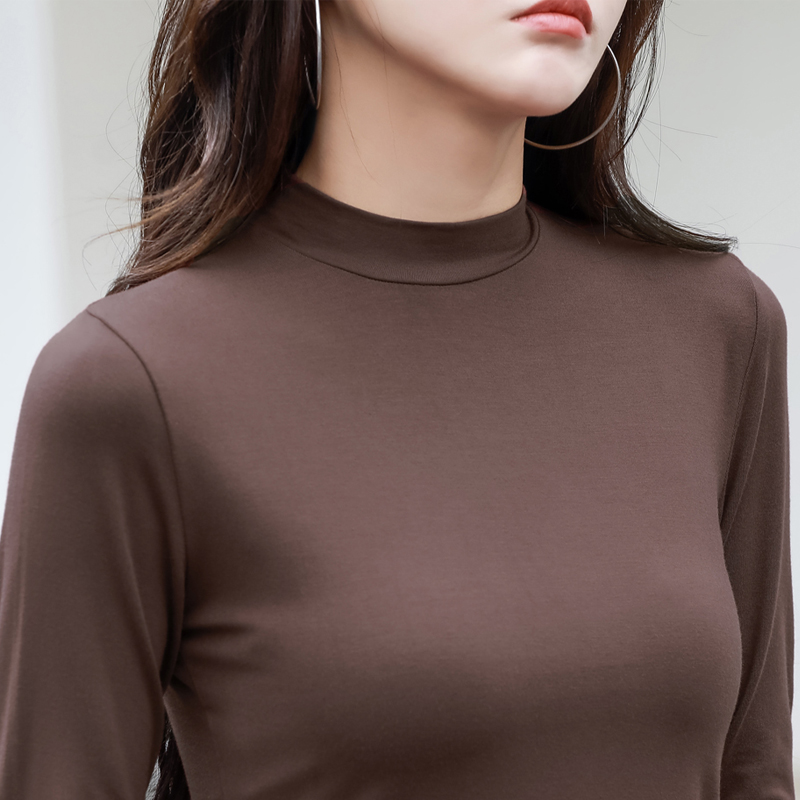 中领纯色莫代尔长袖大码内穿t恤