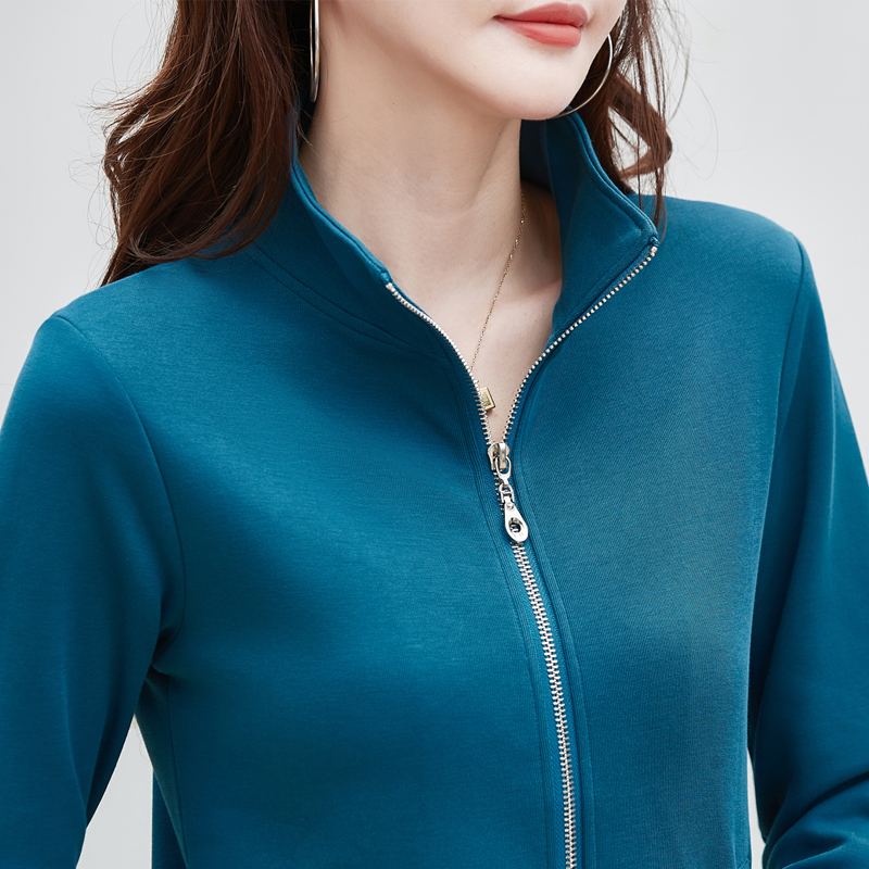 口袋长袖拉链纯棉韩版开衫外套