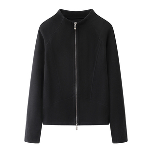 女个小子上衣保暖 黑色软糯糯双面磨绒保暖双拉链开衫 2026春季 新款