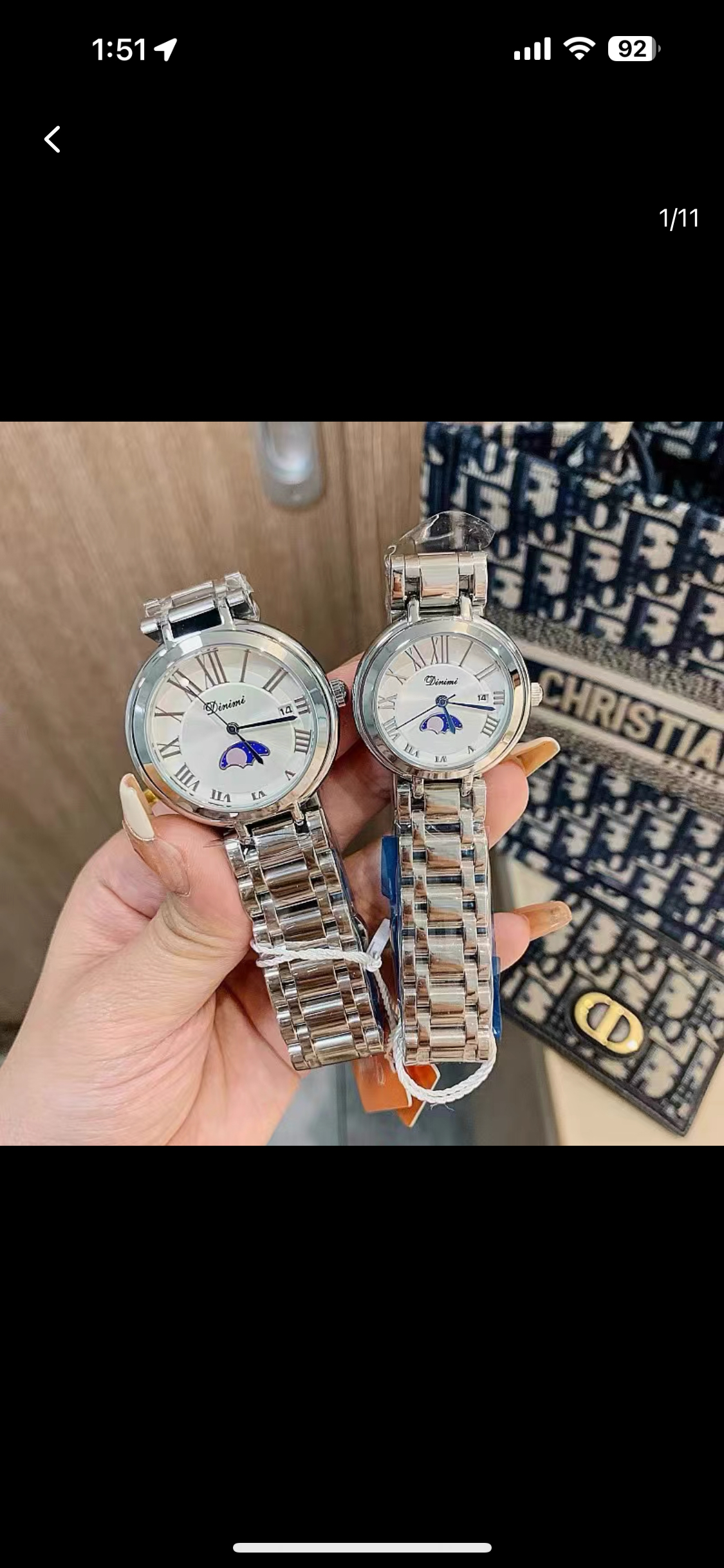 轻奢高级法式ins风大牌圆表盘钢带女士手表日历日月星辰蒂伟娜