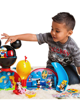 迪士尼乐园代购米奇妙妙屋儿童玩具套装过家家发光轨道变形遥控车