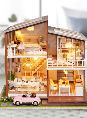 成品diy小屋手工制作慢时光别墅房子模型玩具创意生日礼物女包邮