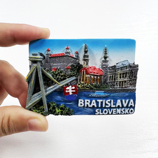斯洛伐克首都伯拉第斯拉瓦建筑景观冰箱贴磁力贴网红3d立体装饰品