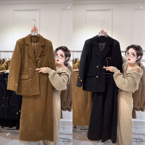 美拉德+高腰长裙两件套两件套