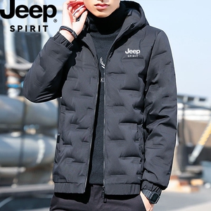 JEEP吉普轻薄白鸭绒羽绒服男士2023冬季新款连帽保暖加厚棉服外套