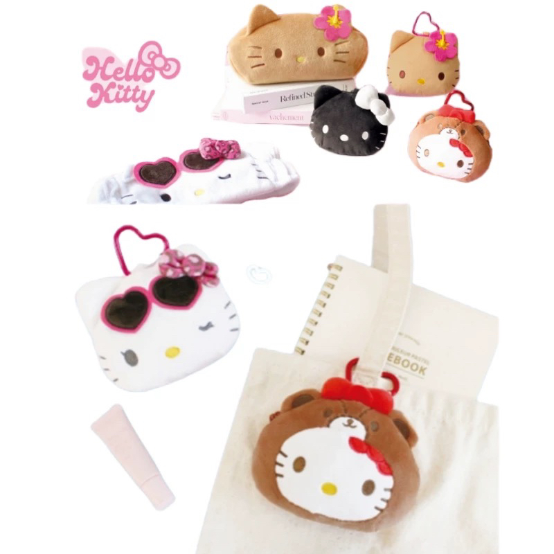 现货日本正版三丽鸥黑皮爱心扣Kitty小包脸型包包挂件
