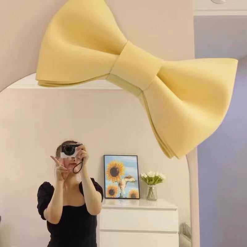 成品网红镜子蝴蝶结装饰墙上ins全身镜美边落地镜diy服装店挂饰