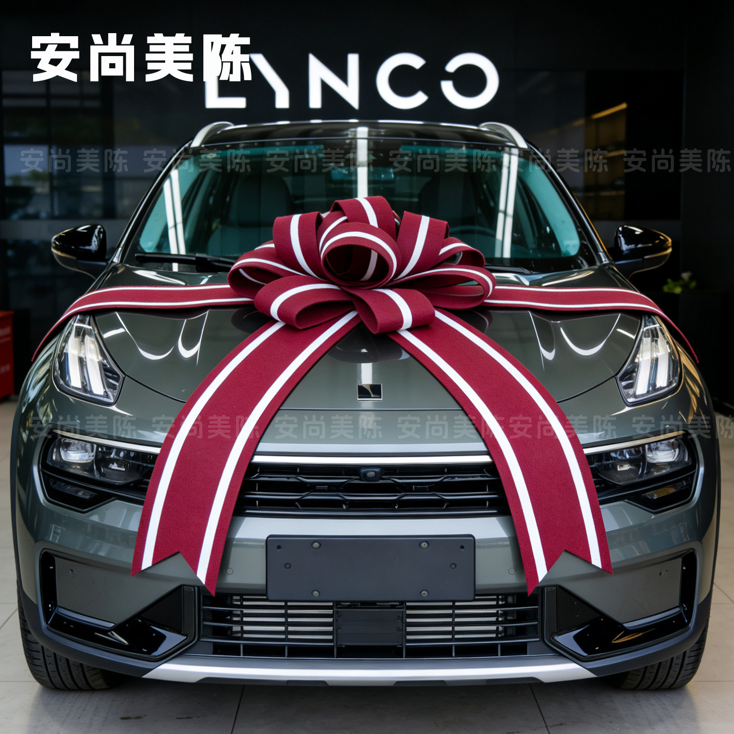 汽车新车交车仪式大红花球提车仪式大蝴蝶结4s店展厅展车布置拉花