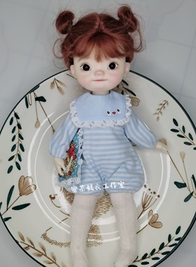 蜜茶娃衣 bjd小6分qbaby大鱼力力少女鱼点点胖梨体连体睡衣爬爬服