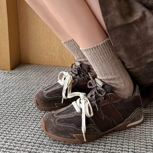 猪皮复古双鞋带德训鞋女通勤舒适