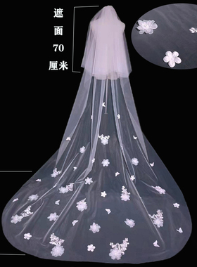 2022新款蕾丝结婚拖尾头纱