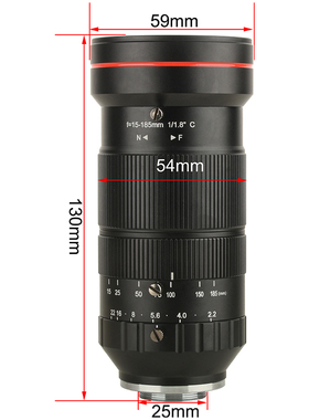 包邮 800万像素15-185mm手动变焦工业检测镜头 C-Mount接口