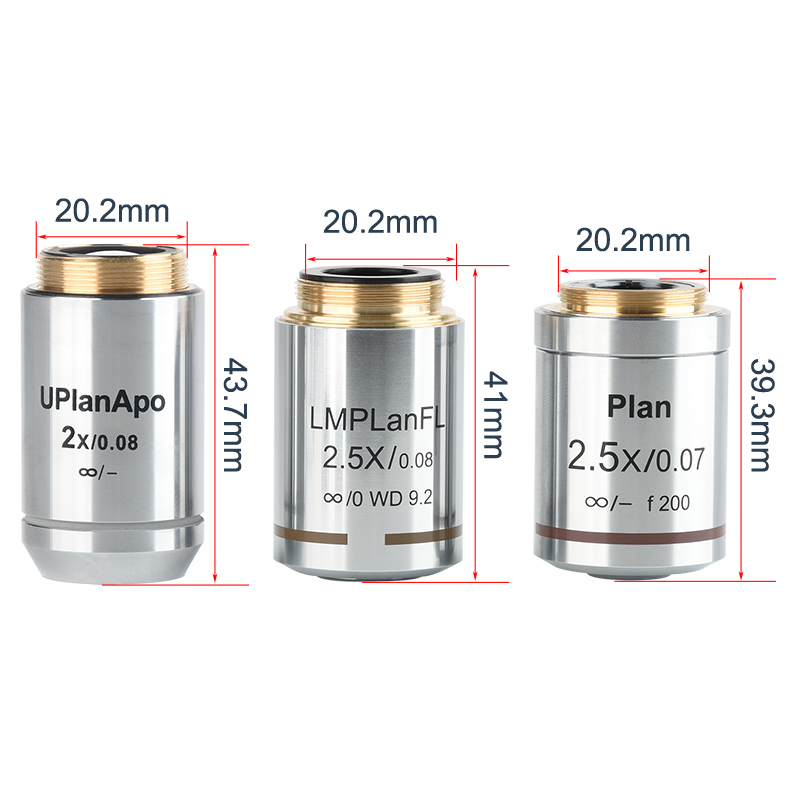 包邮 高倍金相显微镜配件 2X/2.5X无限远平场消色差金相物镜