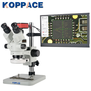 3.5X 180X显微镜三目和视频同步输出13.3显示器HDMI高清测量 包邮