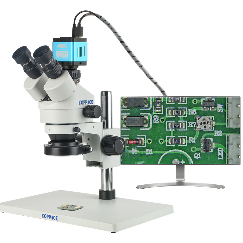 包邮 22X-142X电子显微镜 4K高清相机三目接口同步输出