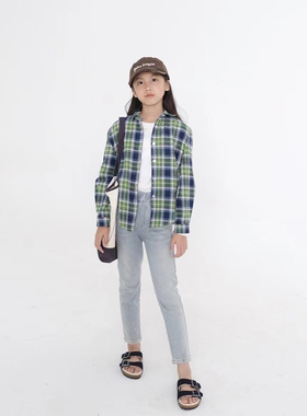 BBW潼家 22FW 儿童日系风格子衬衫 中大童长袖衬衣 亲子装 09/21