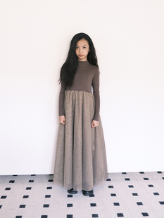 22FW 鎏金星光气质长款 女童毛衣拼接蓬松纱裙 纱裙 BBW潼家