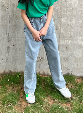 BBW潼家 百搭显瘦潮流浅色牛仔裤女直筒阔腿宽松休闲