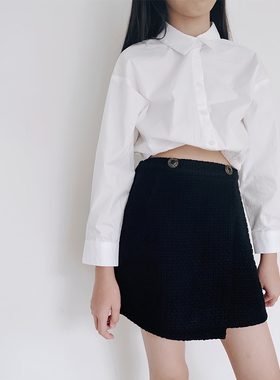 BBW潼家 中大童亲子小香风黑色半裙（特）