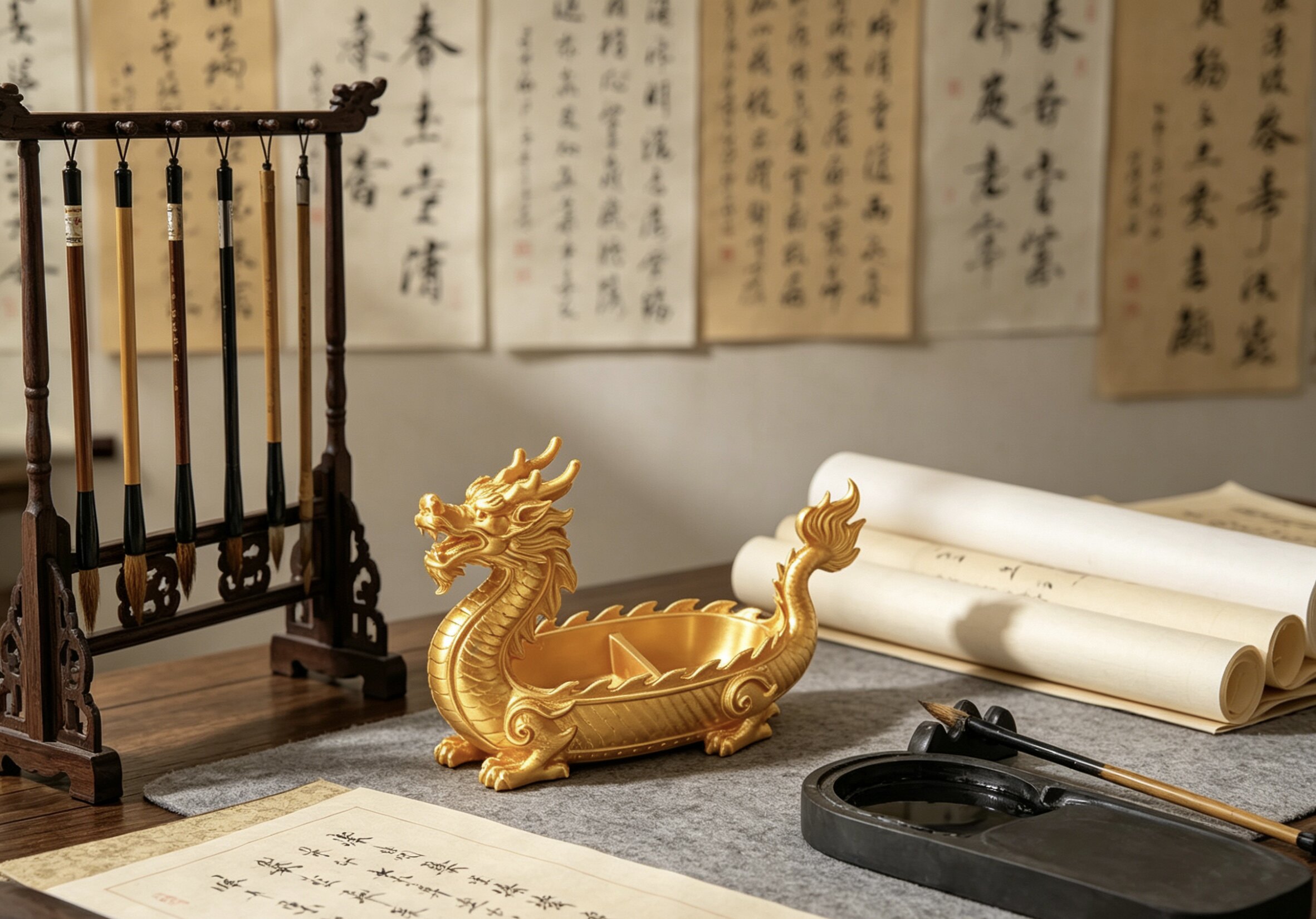 3D打印龙舟收纳盒 中国风桌面摆件创意首饰收纳盘端午工艺品