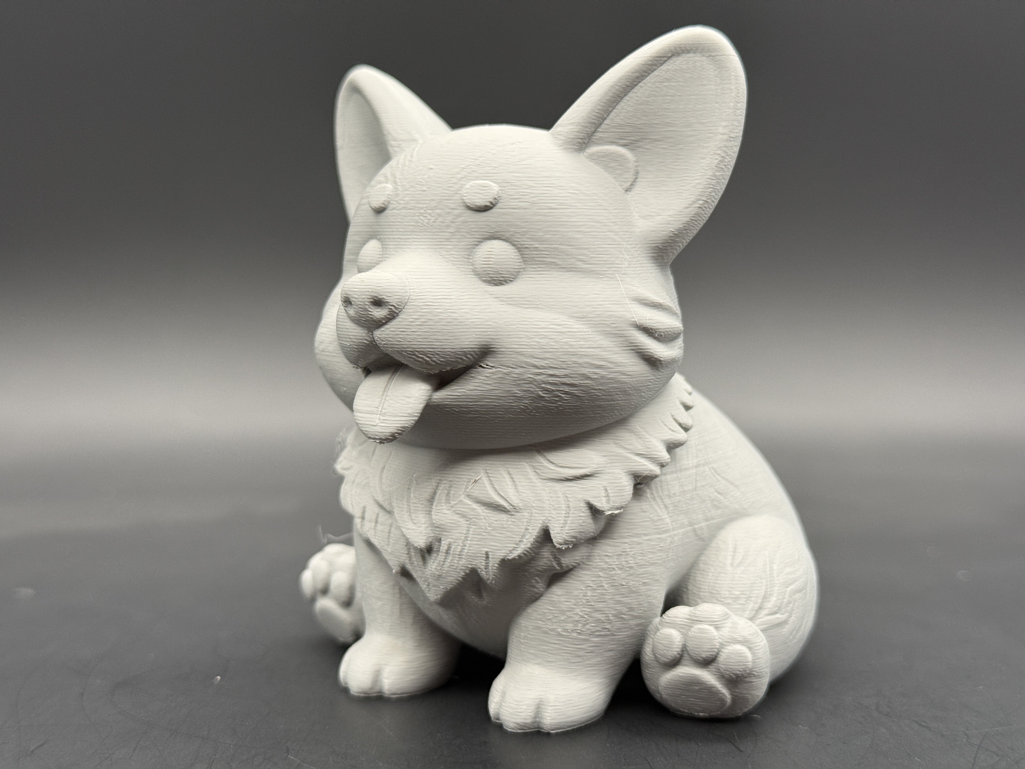 网红柯基白模手办3D打印摆件