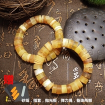 波罗的海天然琥珀蜜蜡扁珠车轮珠算盘珠手链原矿石DIY半成品手串