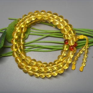 天然珠宝波罗的海琥珀金珀108颗佛珠手链一物一图一证国检证书