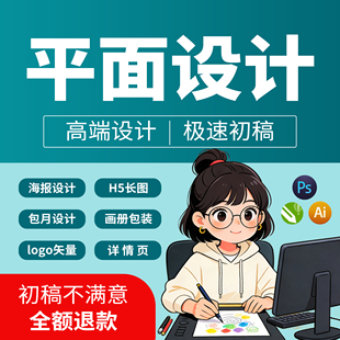 宣传海报设计制作PS平面广告封面主图详情封面包装H5长图画册定制