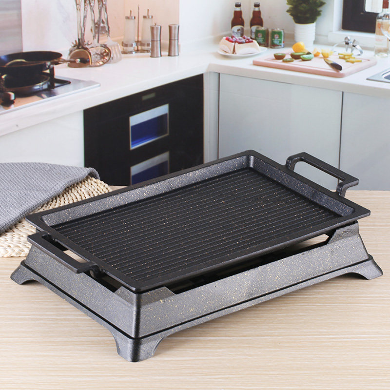 烤羊排盘子加热羊腿烤盘子烧烤店串串保温盘烤鱼锅烤炉不粘铁板锅