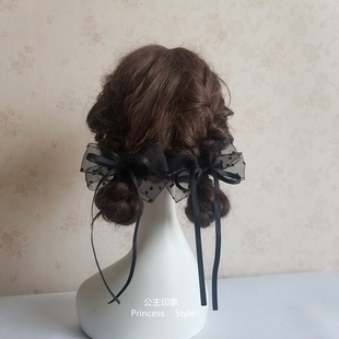 波點雪紗飄帶蝴蝶結(jié)發(fā)夾發(fā)飾頭飾韓國ins邊夾對夾少女心網(wǎng)紅日韓