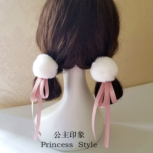 少女心飘带扎头绳发圈双马尾