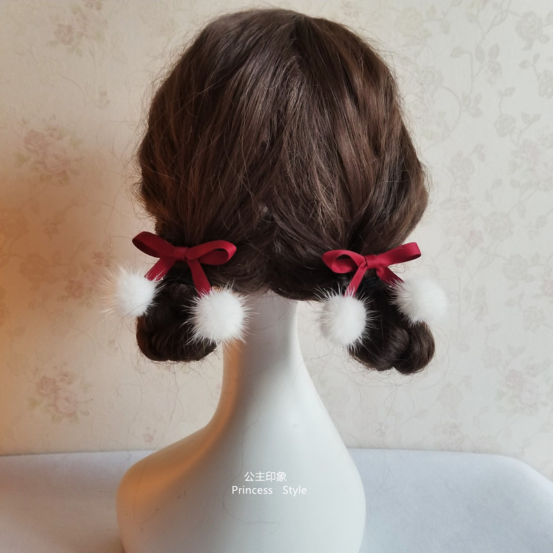 日系秋冬毛球飘带丝绒蝴蝶结发夹双马尾发绳少女边夹可爱发饰新年,饰品/流行首饰/时尚饰品新,发饰,淘宝优惠券,粉丝福利购,淘宝优惠卷