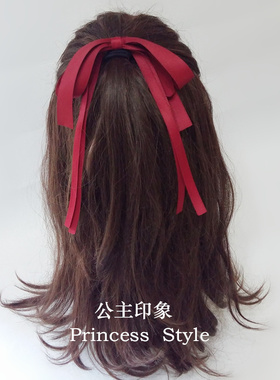 日系少女心红色古风大蝴蝶结长飘带日韩发圈皮筋网红头绳甜美酒红