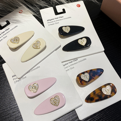 微镶锆石爱心刘海鸭嘴夹