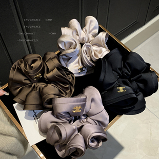 许我耀眼许妍赵露思同款 高级感缎面大肠发圈女木耳边发绳 发饰法式