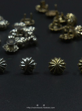 纯铜菊花钉财布扣手工皮具配饰diy黄铜白铜螺丝菊花钉goro’s复刻