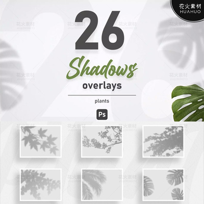 Plant Shadows高品质植物阴影叠加透明照片叠层PSD设计素材