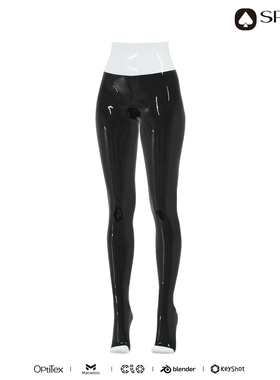 黑色桃 DB004 定制乳胶衣 拼色 高腰后中缝贝壳连裤袜 乳胶包脚袜