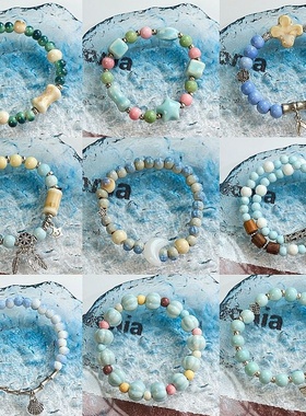 2026时尚景德镇陶瓷手串蓝色系文艺古风串珠饰品原创小清新新中式