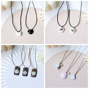 2026时尚 铃兰花贝壳锁骨链送 厂家货源手工陶瓷情侣项链小饰品