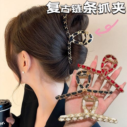 韩国ins金属复古网红链条抓夹优雅气质后脑勺发夹鲨鱼夹发卡