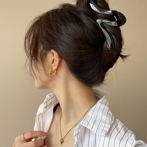 2026时尚复古文艺气质简约几何波浪鲨鱼夹大号能夹后脑勺夹盘发夹