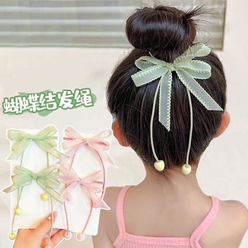 儿童扎丸子头蝴蝶结头绳新款小公主汉服头饰网红女童发圈发饰